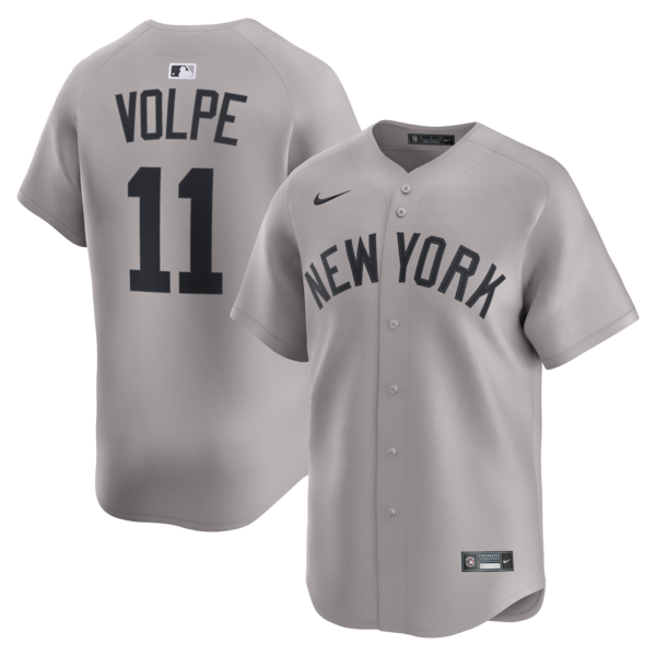 Anthony Volpe New York Yankees Nike Road Limited Player Jersey - Gray/White - Image 2