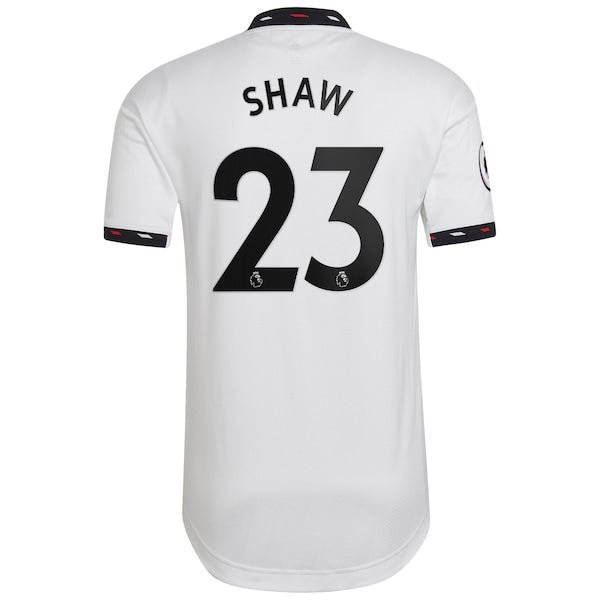 Luke Shaw Manchester United adidas 2022/23 Away Authentic Player Jersey - White - Image 4