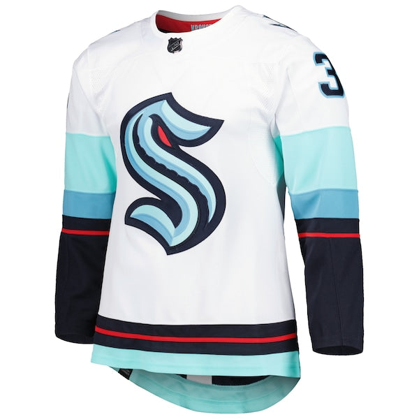 Philipp Grubauer Seattle Kraken adidas Away Primegreen Authentic Pro Player Jersey - White - Image 2