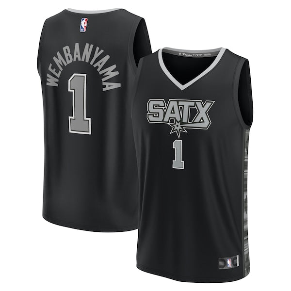 Victor Wembanyama San Antonio Spurs Fast Break Replica Player Jersey - Statement Edition - Black/White