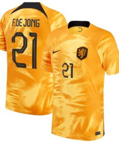 Frenkie de Jong Netherlands National Team Nike 2022/23 Home Breathe Stadium Replica Player Jersey - Orange