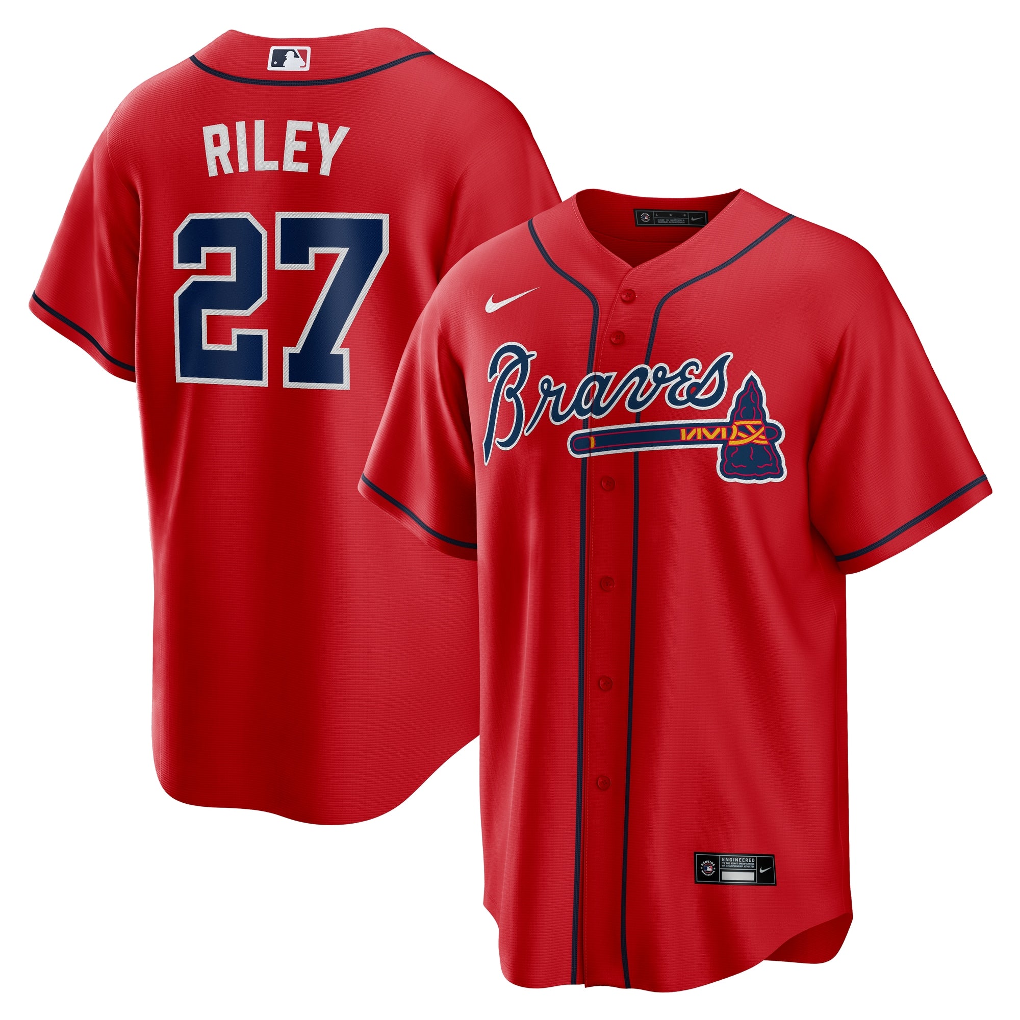 Austin Riley Atlanta Braves Nike Alternate Replica Jersey - Navy/White/Red - Image 8