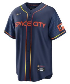 Alternative view of Alex Bregman Houston Astros Nike 2022 City Connect Replica Player Jersey - Navy