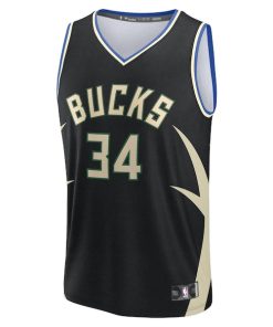 Alternative view of Giannis Antetokounmpo Milwaukee Bucks  Youth Fast Break Replica Player Jersey - Statement Edition - Black