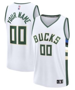 Milwaukee Bucks  Fast Break Custom Jersey - Association Edition - White/Green