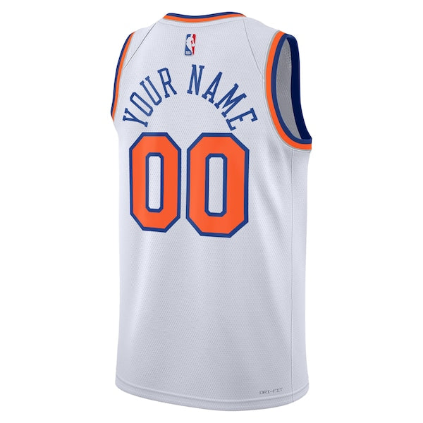 New York Knicks Nike Unisex Swingman Custom Jersey White - Association Edition/Blue - Image 4