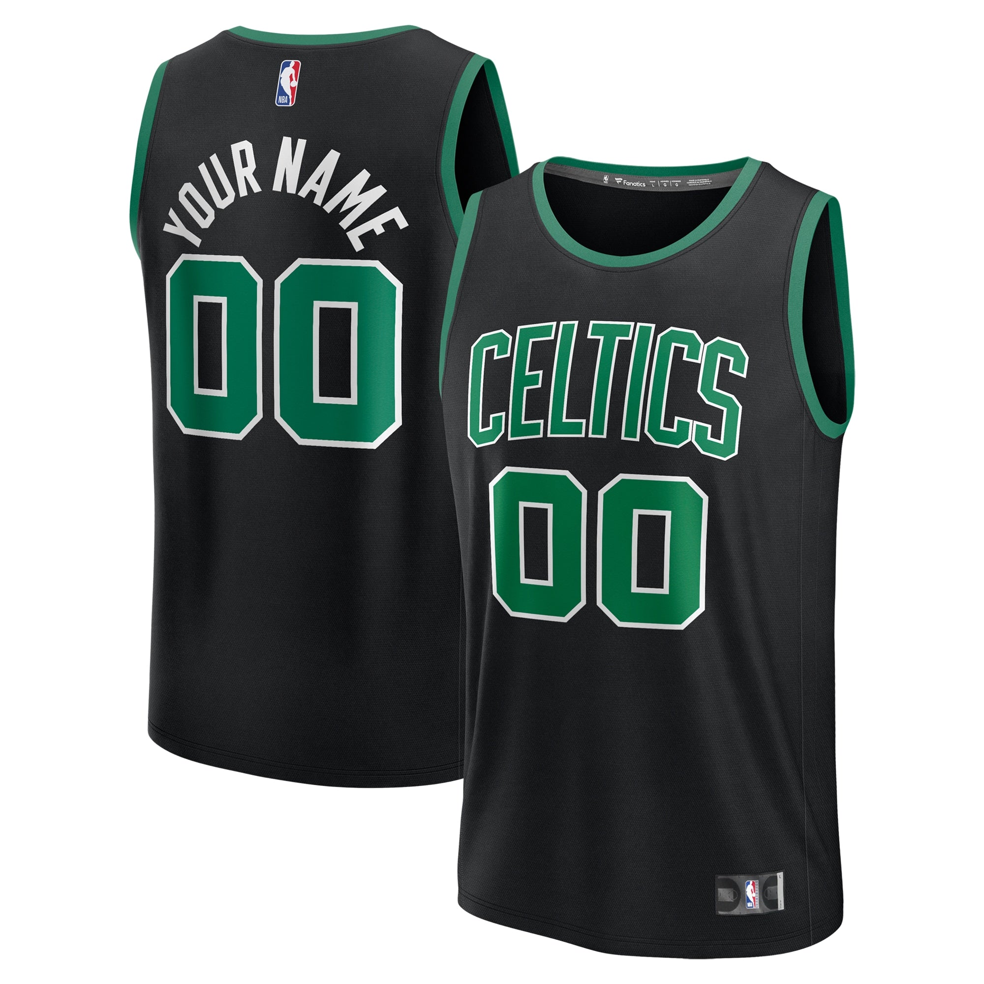 Boston Celtics Fast Break Custom Jersey - Association Edition - White/Kelly Green/Black - Image 8