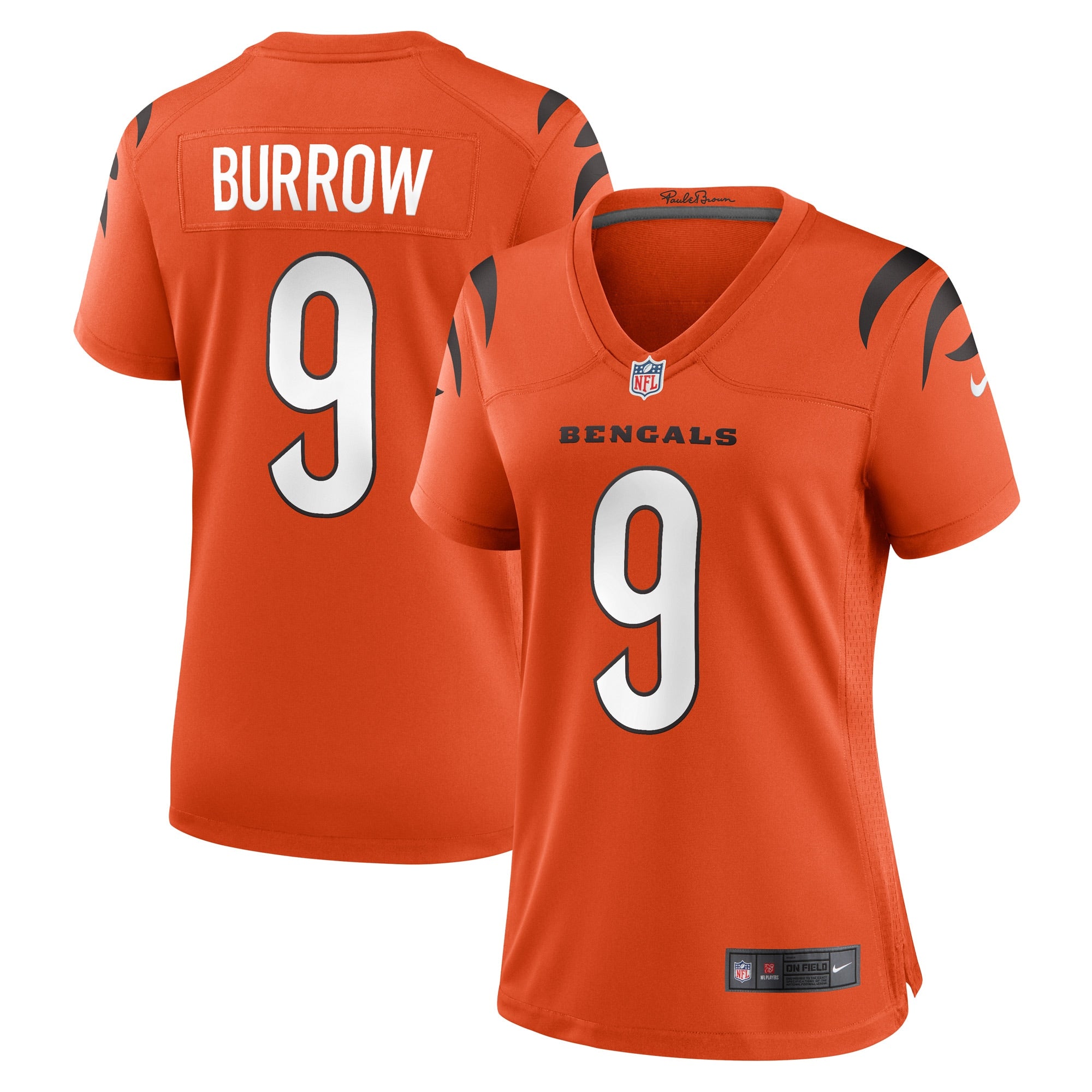 Joe Burrow Cincinnati Bengals Women's Nike Player Game Jersey - Black/Orange - Image 6