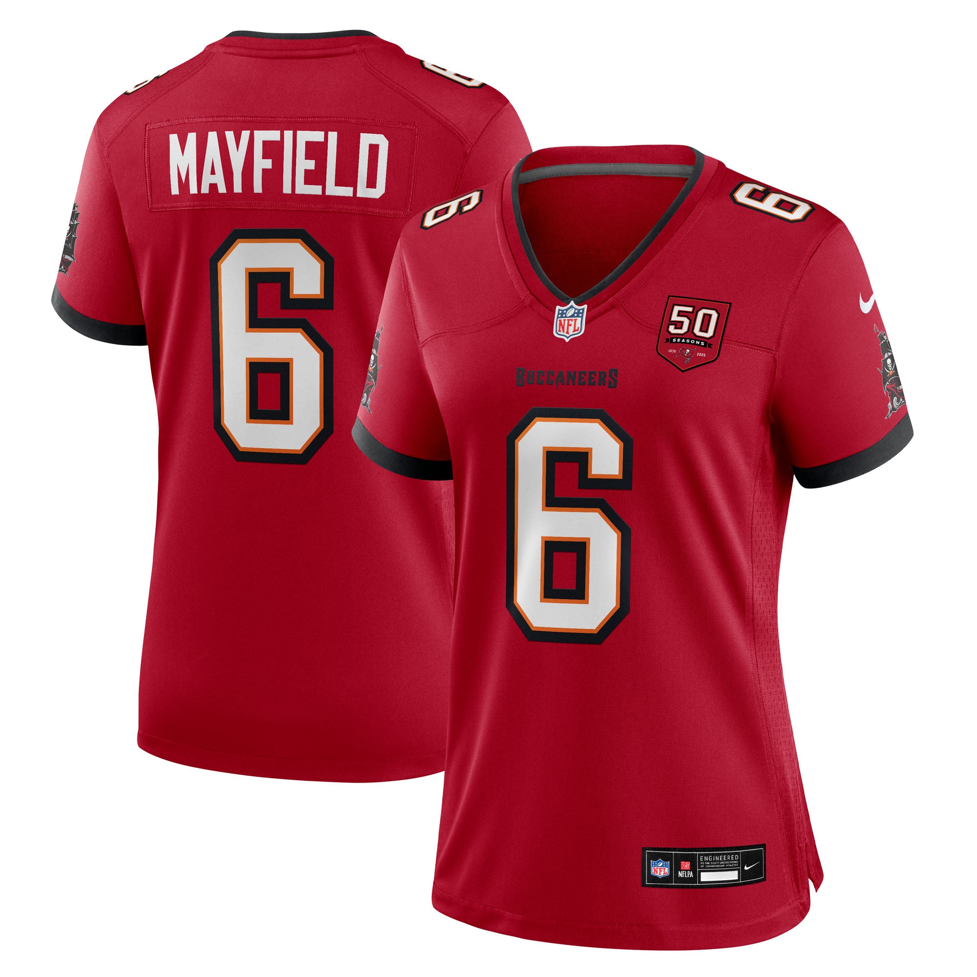 Baker Mayfield Tampa Bay Buccaneers Nike Women's 50th Season White Game Jersey - White/Red - Image 5