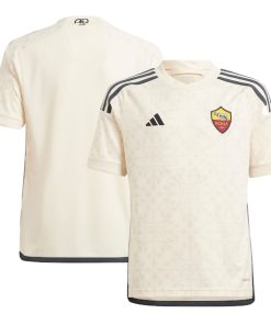 AS Roma adidas Youth 2023/24 Away Replica Jersey - Cream