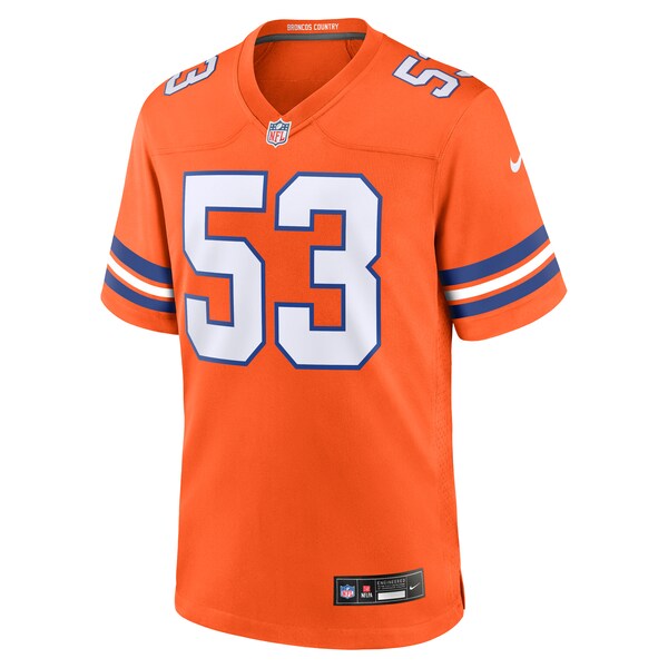 Randy Gradishar Denver Broncos Nike Mile High Collection 1977 Throwback Retired Player Game Jersey - Orange - Image 2