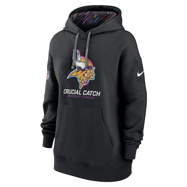 Minnesota Vikings Nike Women's 2024 NFL Crucial Catch Club Pullover Hoodie - Black - Image 2