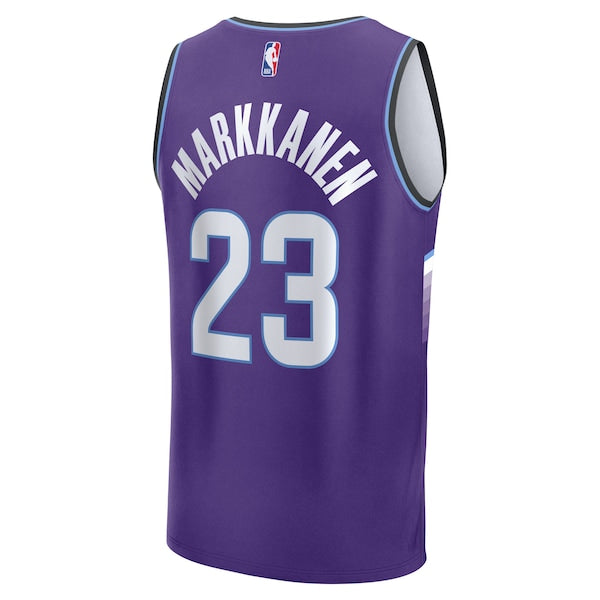 Lauri Markkanen Utah Jazz Fast Break Replica Jersey - Icon Edition - Purple - Image 3