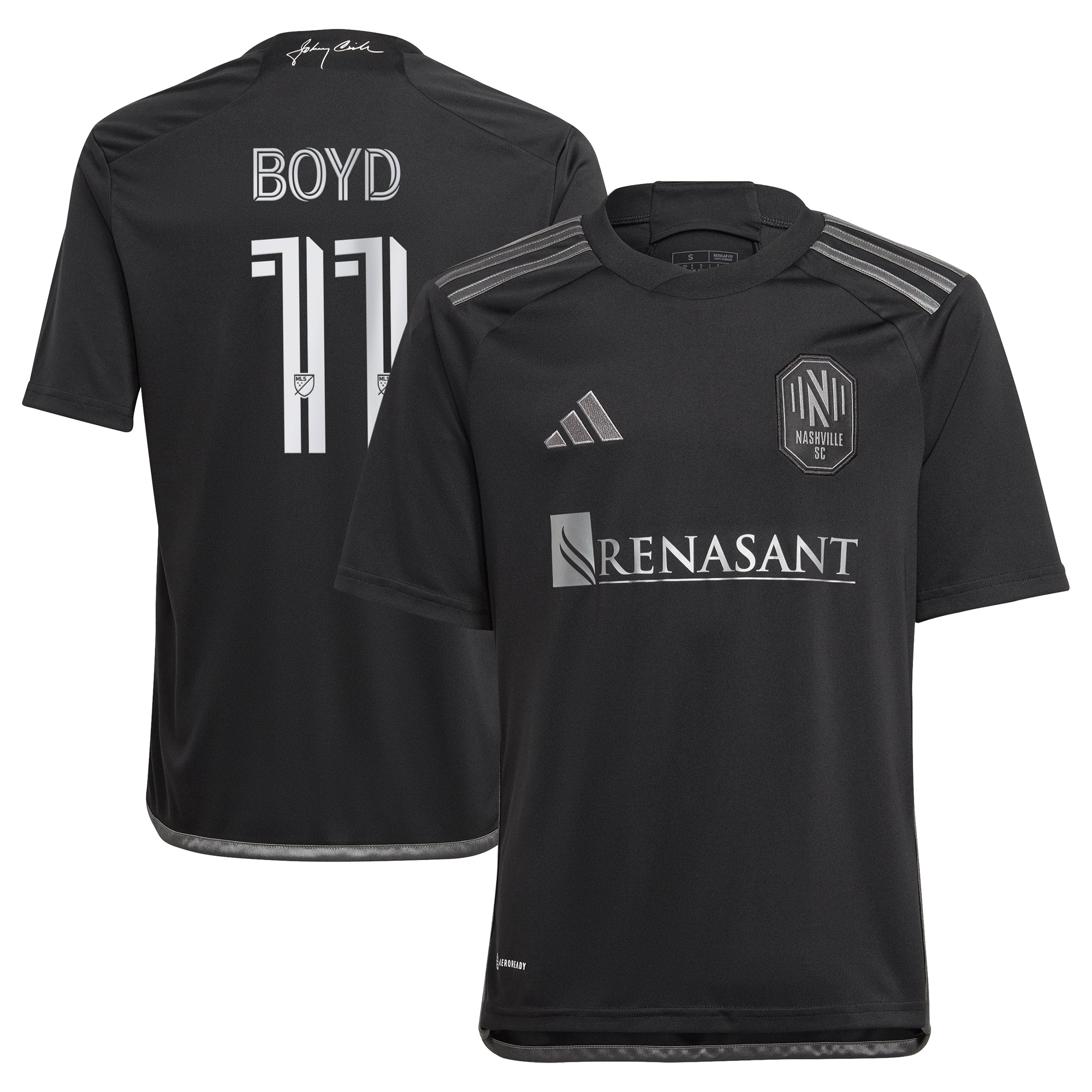 Tyler Boyd Nashville SC adidas Youth 2024 The 615 Kit Replica Player Jersey - Yellow/Black - Image 6