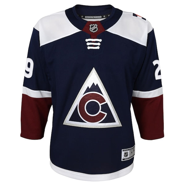 Nathan MacKinnon Colorado Avalanche Youth Alternate Premier Player Jersey - Navy/Burgundy - Image 3