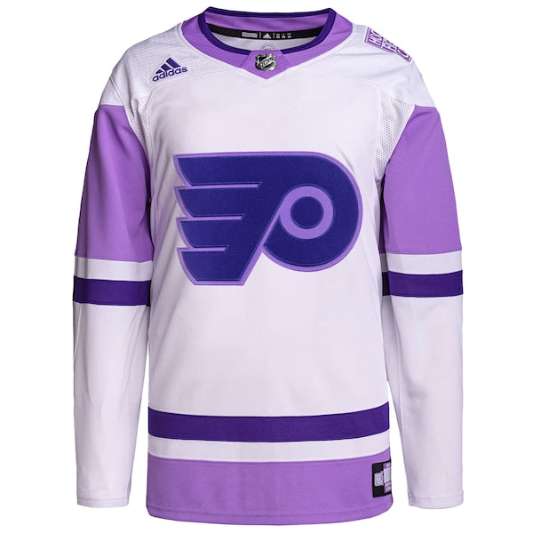 Philadelphia Flyers adidas Hockey Fights Cancer Primegreen Authentic Custom Jersey - White/Purple - Image 2