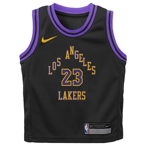 LeBron James Los Angeles Lakers Nike Preschool 2023/24 Swingman Replica Jersey - City Edition - Black - Image 2