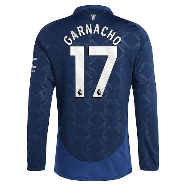 Alejandro Garnacho Manchester United adidas 2024/25 Away Replica Long Sleeve Player Jersey - Navy - Image 4