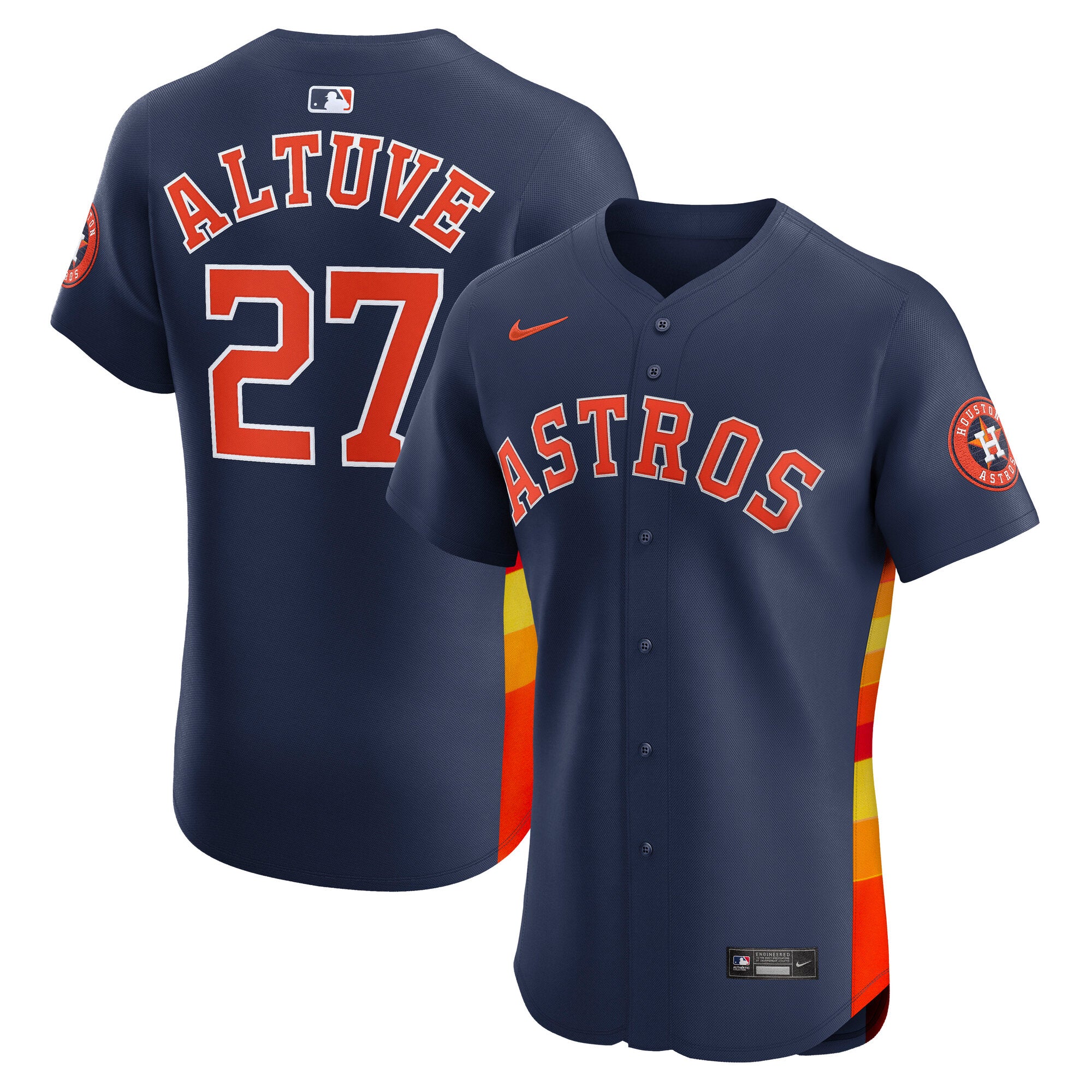 Jose Altuve Houston Astros Nike Alternate Elite Player Jersey - Orange/Navy - Image 5
