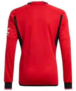 Alternative view of Manchester United adidas 2023/24 Home Replica Long Sleeve Jersey - Red