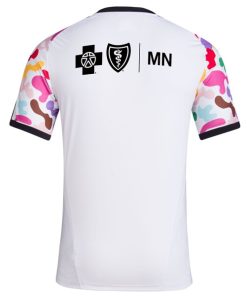 Alternative view of Minnesota United FC adidas 2024 Pride Pre-Match Top - White