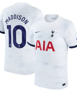 Alternative view of James Maddison Tottenham Hotspur Nike 2023/24 Home Stadium Replica Player Jersey - White/Tan
