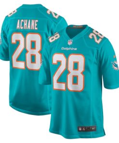 Alternative view of Devon Achane Miami Dolphins Nike Player Game Jersey - Aqua/White