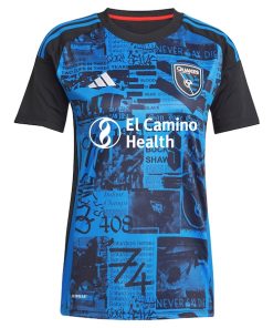 Alternative view of San Jose Earthquakes adidas Women's 2025 Headliner Replica Custom Jersey - Black