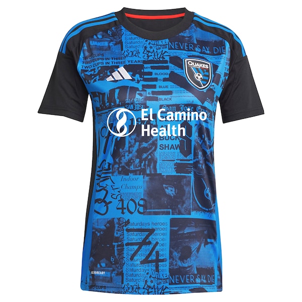 San Jose Earthquakes adidas Women's 2025 Headliner Replica Custom Jersey - Black - Image 2
