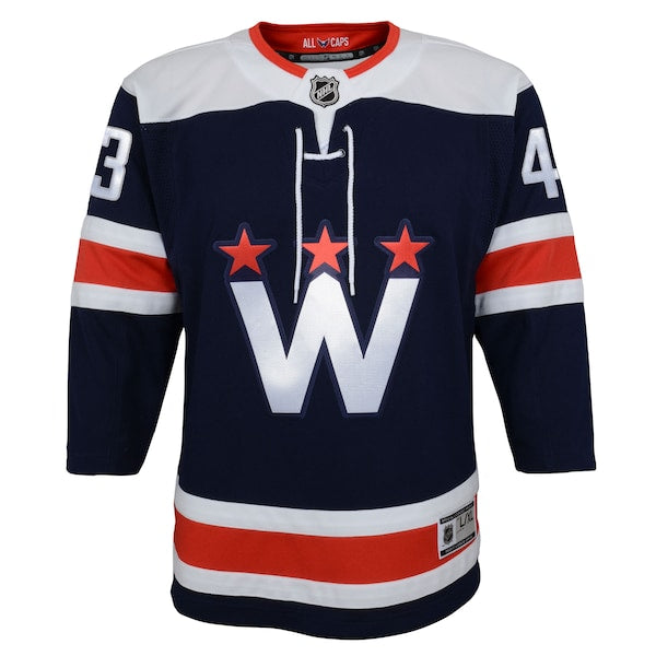 Tom Wilson Washington Capitals Youth 2020/21 Alternate Premier Player Jersey - Navy/Red - Image 3