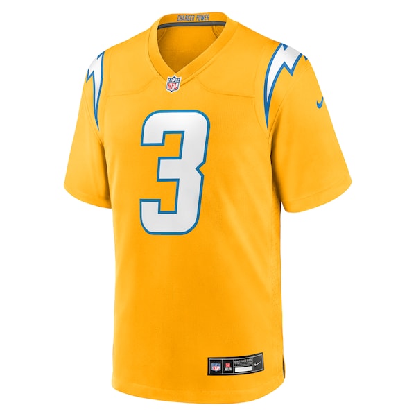 Derwin James Jr. Los Angeles Chargers Nike Alternate Charger Power Game Player Jersey - Gold/Navy - Image 3
