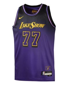 Alternative view of Luka Don?i? Los Angeles Lakers Nike Youth City Edition Swingman Jersey - Purple