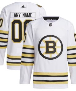 Boston Bruins adidas   100th Anniversary Primegreen Authentic Custom Jersey - White