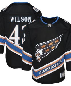 Alternative view of Tom Wilson Washington Capitals Youth Alternate 50th Anniversary Premier Player Jersey - Black/Red/Navy
