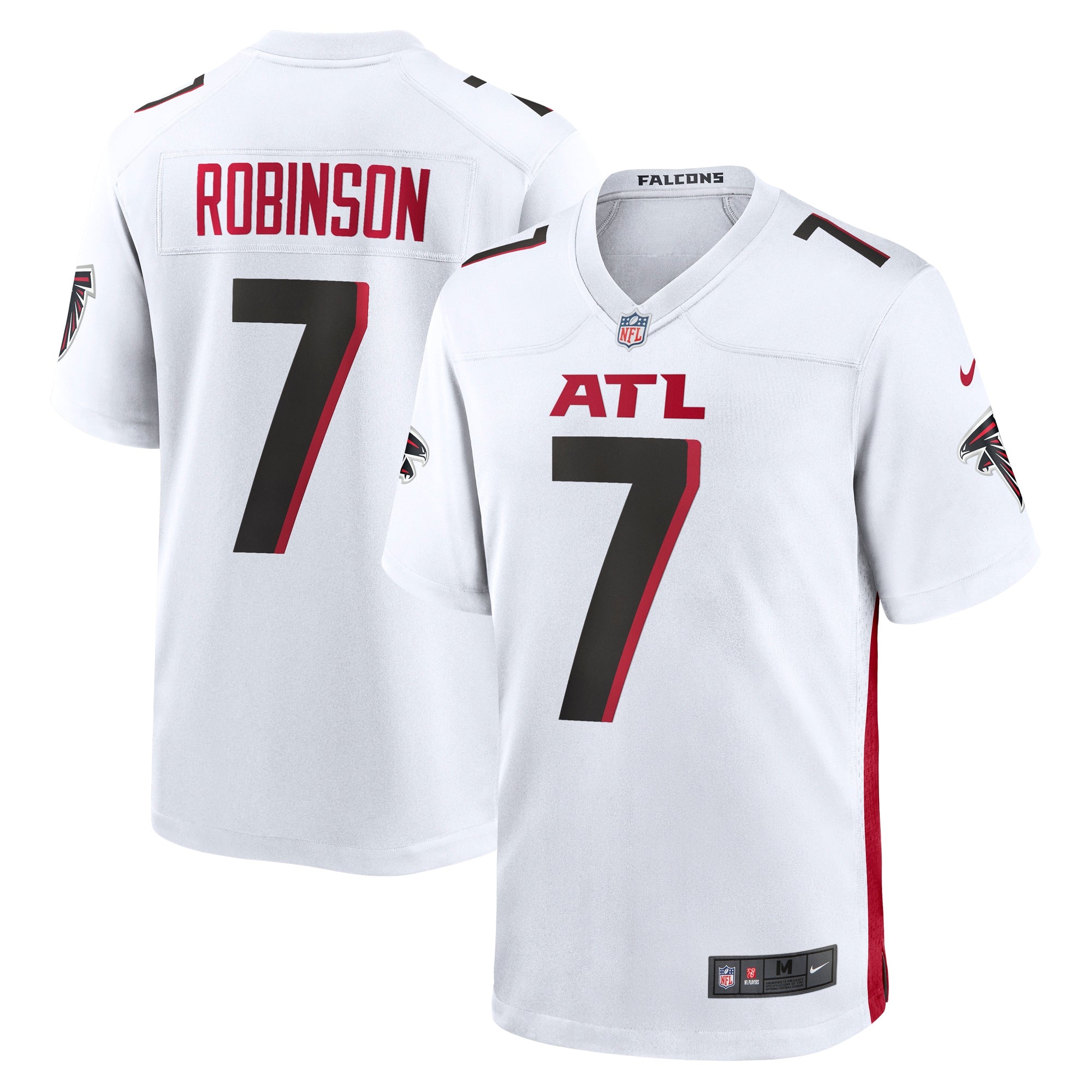 Bijan Robinson Atlanta Falcons Nike 2023 NFL Draft First Round Pick Throwback Game Jersey - Black/White - Image 6