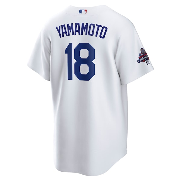 Yoshinobu Yamamoto Los Angeles Dodgers Nike 2024 World Series Champions Big & Tall Replica Player Jersey - White - Image 3
