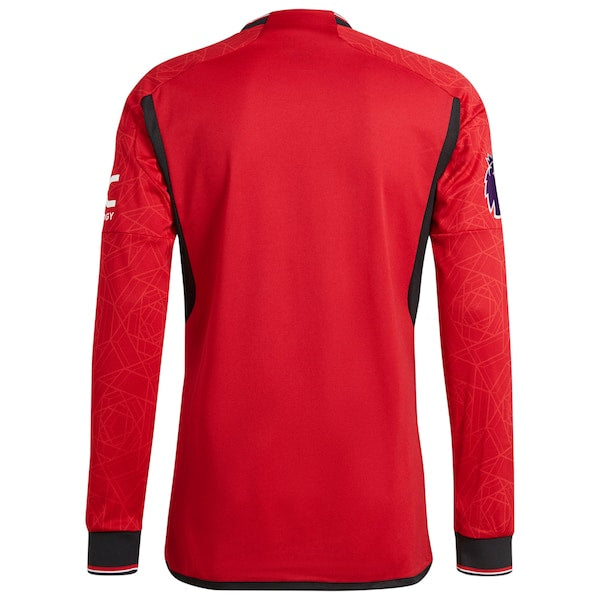 Manchester United adidas 2023/24 Home Authentic Long Sleeve Jersey - Red - Image 3