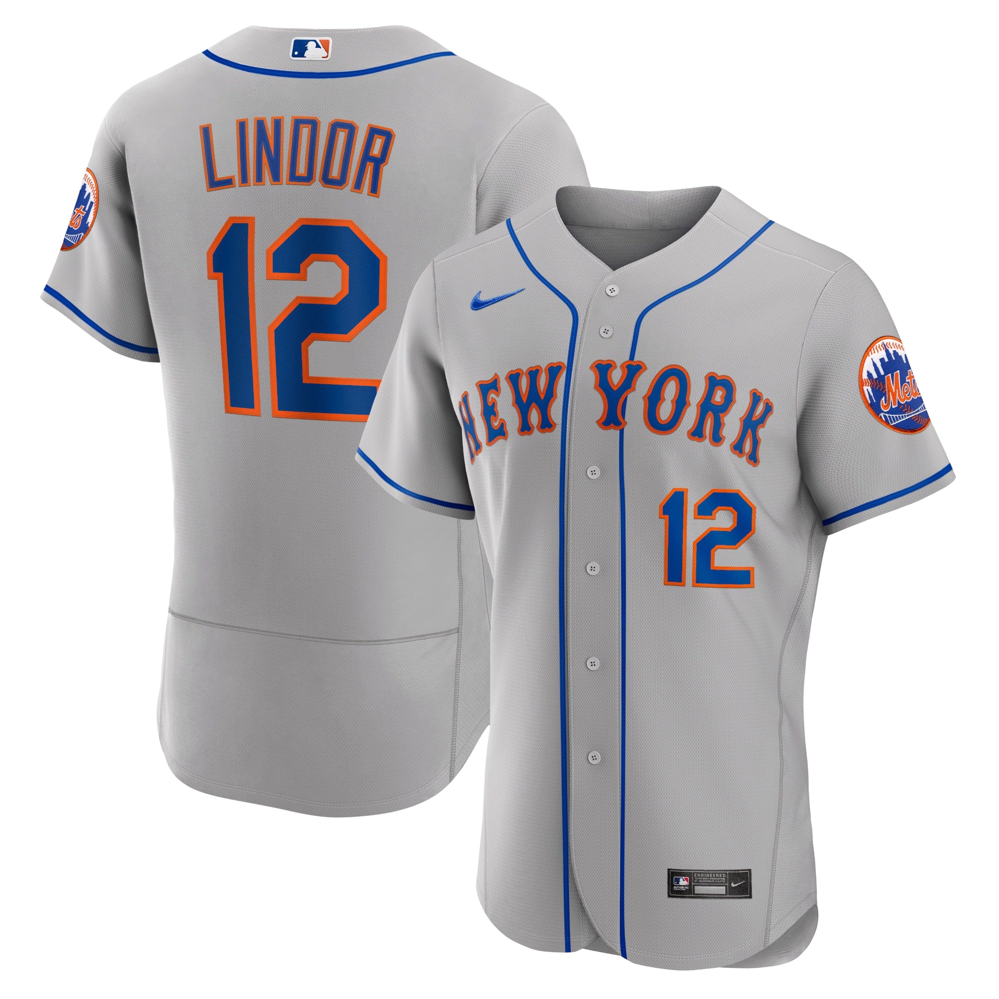 Francisco Lindor New York Mets Nike Home Authentic Player Jersey - White/Gray - Image 5