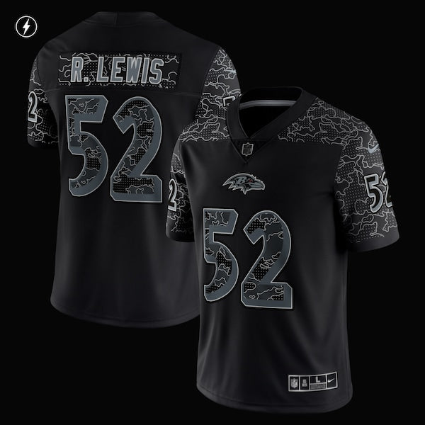 Men's Nike Ray Lewis Black Baltimore Ravens Retired Player RFLCTV Limited Jersey - Image 2