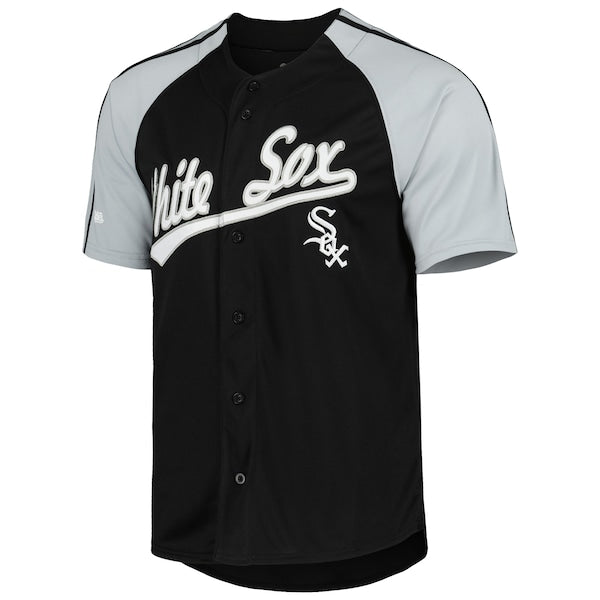 Chicago White Sox Stitches Button-Down Raglan Fashion Jersey - Black - Image 3
