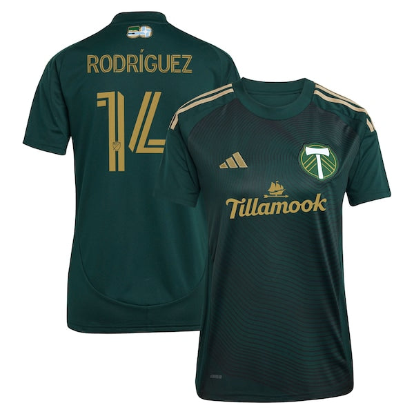 Jonathan Rodr¨ªguez Portland Timbers adidas Women's 2025 Forever Green & Gold Replica Player Jersey - Green