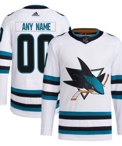 San Jose Sharks adidas  Away  Primegreen Authentic Custom Jersey - White