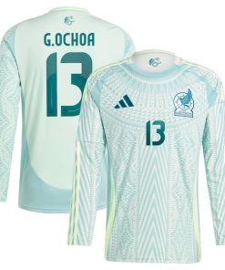 Guillermo Ochoa Mexico National Team adidas 2024 Away Replica Player Long Sleeve Jersey - Green/Burgundy
