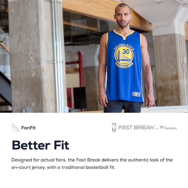 Golden State Warriors Fast Break Custom Replica Jersey White - Association Edition/Royal - Image 6