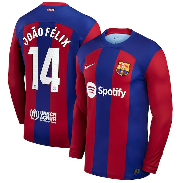 Jo?o F¨¦lix Barcelona Nike 2023/24 Home Stadium Replica Long Sleeve Player Jersey - Royal