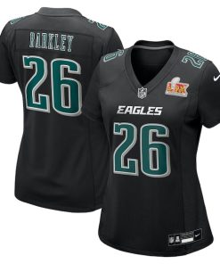 Saquon Barkley Philadelphia Eagles Nike Women's Super Bowl LIX Fashion Game Player Jersey - Carbon Black