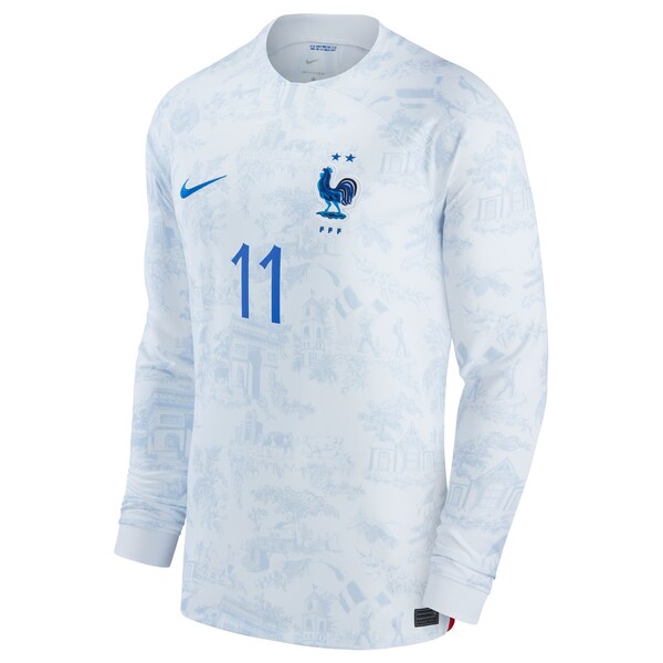 Ousmane Dembele France National Team Nike 2022/23 Away Breathe Stadium Replica Long Sleeve Jersey - White - Image 2