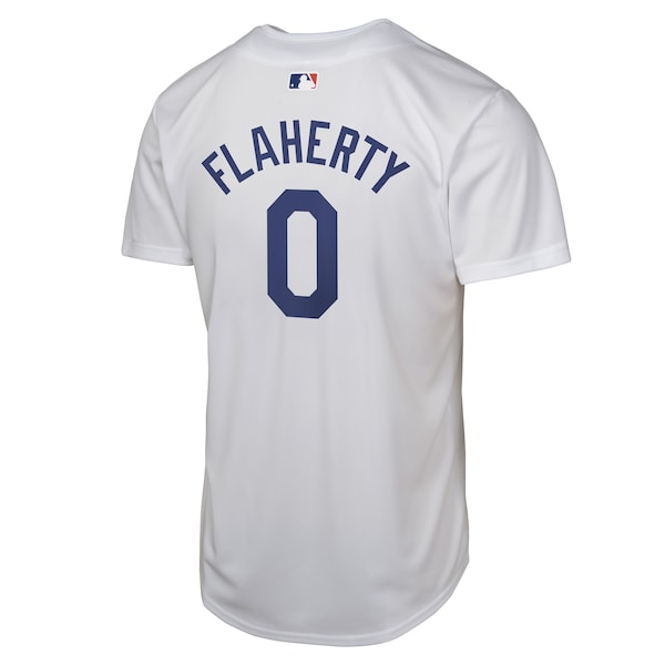 Jack Flaherty Los Angeles Dodgers Nike Youth 2024 World Series Patch Home Game Player Jersey - White - Image 3