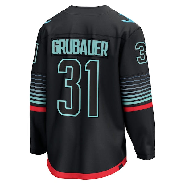 Philipp Grubauer Seattle Kraken Alternate Breakaway Player Jersey - Black - Image 3