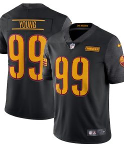 Alternative view of Chase Young Washington Commanders Nike Alternate Vapor Limited Jersey - Black/Burgundy/White